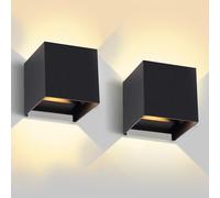 YICALE Outdoor Wall Lights 12W,IP65 Waterproof Up and Down Lights Outdoor 3000K Up Down Outside Light Adjustable Beam Aluminum,Black Outside Wall Light for Garden,Garage,Bedroom,Living Room(2 Packs)