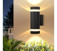 YICALE Outdoor Wall Lights LED,Up Down Lights Outdoor Mains Powered 3000K Round Outside Wall Light,IP65 Front Door Light GU10 Aluminium Porch Light for Patio,Garden,Terrace,Courtyard,Bedroom