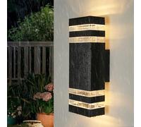 YICALE Outdoor Wall Lights Mains Powered,Up Down Lights Outdoor IP65 Waterproof Outside Wall Lights,Black LED Front Door Light Square Aluminium External Light Wall Mounted for House,Garden,2*GU10