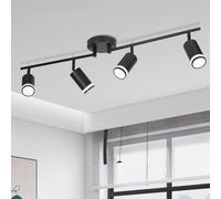 YICALE Spotlights Ceiling Lights 4 Way,Kitchen Lights Ceiling Rotatable,Black Ceiling Light Aluminium Spot Lights Bar GU10 Black Light Fittings for Living Room Bedroom Hallway(NO Bulb)