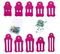 YICBOR 10pcs Multi-Sizes Folding Fabric and Biasing Strips Roll Tool Set with 100pcs/BOX Multi-Color Flower Head Pins Quilting Pins (Pink)