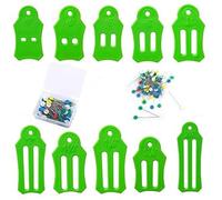YICBOR 10pcs Multi-Sizes Folding Fabric and Biasing Strips Roll Tool Set with 100pcs/BOX Multi-Color Flower Head Pins Quilting Pins (Green)