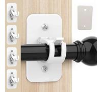 YICBOR 8PCs Self-Adhesive Curtain Rod Brackets, No Drill Curtain Pole Holders, No Screws Curtain Hooks for Home, Bathroom, Kitchen and Hotel Use
