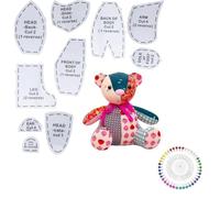 YICBOR Acrylic Memory Bear Patterns for Sewing with Instructions, DIY 10Pcs Quilting Template Set Come with 40 pcs of Multi-Color Quilting Pins (10 inch)