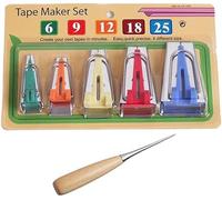 YICBOR Bias Tape Maker Set 6MM 9MM 12MM 18MM 25MM 5 Sizes Fabric Sewing Quilting Bias Binding Tools Come with 1 PC awl