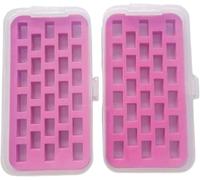 YICBOR Bobbin Holder Organiser, 2 Sets, Sewing Machine Storage Box, 28 Bobbins, Pink