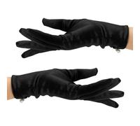 Yicelerate Black Satin Gloves - Short Elegant Bow Gloves For Weddings, Evening Halloween & Cosplay | Soft Stretchable Fabric, Secure Fit | Perfect For Brides, Costume Parties & Ballroom Dances