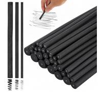 Yicenmy 34PCS Charcoal Sticks, Willow, Black, 3-5mm, 5-7mm, 7-9mm, Round | Charcoal Pencils, Delicate Texture, Smooth Coloring, Not Easy To Break, Boxed Storage, For Artists, Students, Hobbyists