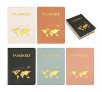 Yicenmy Pack of 5 Passport Holder, PU Leather Passport Case, 5 Colours Passport Holder with Slots, Passport Case for Ticket Card, Boarding Passes, Credit Card, Business Cards