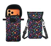 YICHEEY Neoprene Phone Sleeve Bag Pouch Case with Crossbody Strap Compatible for iPhone 17 Pro Max Air 16 Plus/Galaxy S25 Ultra / S25 Edge FE A16 A36 A56 / Pixel 10 Pro XL/OnePlus 13 (Vivid Floral)