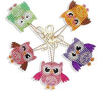 YICHEN 5 Pieces DIY 5D Diamond Painting Keychains DIY Art Craft Animal Owl Shape Key Chains Mosaic Making Kits Full Drill Diamond Painting for Women Girls Purse/Key Pendant/Bag Decor