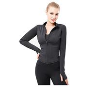 YICHEN Women's Yoga Jacket Long Sleeve Slim Fit Casual Yoga Sports Running Tops With Full Zip