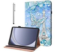 YiChZhe Case for Samsung Galaxy Tab A11+ Plus 2025/Galaxy Tab A9+ Plus 2023 Shockproof Protective Case with Adjustable Stand Card Slot Pen Holder Cover, Butterfly Drill Tower
