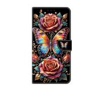YiChZhe Phone Case for Samsung Galaxy A26/A17 PU Leather Flip Cover,Butterflies Roses