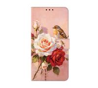 YiChZhe Phone Case for Samsung Galaxy A26/A17 PU Leather Flip Cover,Roses and Birds