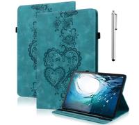 YiChZhe Samsung Galaxy Tab A9 Plus Case for Galaxy Tab A9+, PU Leather Protective Case with Pen Holder, Stand Function and Card Slot, Heart Flower Design, Compatible with SM-X210/SM-X216/SM-X218