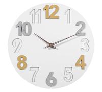 YiChZhe Wooden Wall Clock Large Modern 30 cm Without Ticking Noises Wall Decoration 3D Quartz Clock Round Wall Clocks for Bedroom Kitchen Office Living Room Children's Room (White)