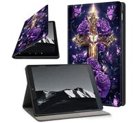 YICKLMNP Case for iPad 10.2-Inch (2021/2020/2019 Model, 9/8/7 Generation)- Auto Wake/Sleep PU Leather Stand Cover,Multi-Angle Viewing,Flower Cross Purple