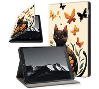 YICKLMNP Case for iPad 10.2-Inch (2021/2020/2019 Model, 9/8/7 Generation)- Auto Wake/Sleep PU Leather Stand Cover,Multi-Angle Viewing,Black Cat Flowers