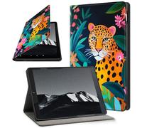 YICKLMNP Case for iPad mini 1/2/3- Auto Wake/Sleep PU Leather Stand Cover,Multi-Angle Viewing,Leopard Green Leaves