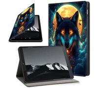 YICKLMNP Case for iPad Pro 13 Inch M4 2024- Auto Wake/Sleep PU Leather Stand Cover,Multi-Angle Viewing,Dream Catcher Wolf