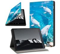 YICKLMNP Case for Samsung Galaxy Tab A8 10.5-Inch 2022- Auto Wake/Sleep PU Leather Stand Cover,Multi-Angle Viewing,Ocean Dolphins Blue Sea