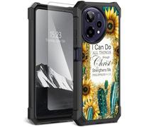 YICKLMNP for Cricket Icon Plus 2026/Att Verge 2 SN333A Case with Tempered Glass Screen Protector,Dual Layer TPU Soft Silicone Shockproof Protective Cover,Sunflowers Bible Verse