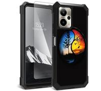 YICKLMNP for Cricket Outlast 5G 2024//ATT Motivate Pro Case,with Tempered Glass Screen Protector,Dual Layer TPU Soft Silicone Shockproof Protective Cover,Day and Night Design