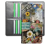 YICKLMNP Ultra Slim Wallet for Women & Men,RFID Blocking Travel Wallet with Large Capacity,Passport Holder,Credit Card Organizer for Cash,Tickets, Country Farm Collage, 7.95" x4.33" x0.9