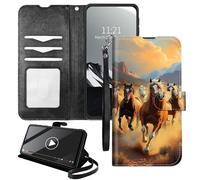 YICKLMNP Wallet Case for BLU View 3 B140DL - RFID Blocking,Shockproof,Card Slots,Wrist Strap,PU Leather Cover with Magnetic Closure & Multi-Angle Stand,Running Horses