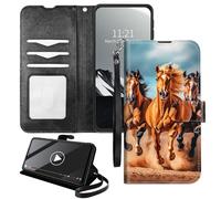 YICKLMNP Wallet Case for Cricket Debut S2/AT&T Calypso 4 - RFID Blocking,Shockproof,Card Slots,Wrist Strap,PU Leather Cover with Magnetic Closure & Multi-Angle Stand,Galloping Horse