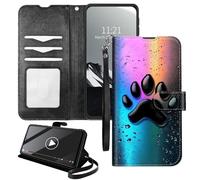 YICKLMNP Wallet Case for Cricket Debut S2/AT&T Calypso 4 - RFID Blocking,Shockproof,Card Slots,Wrist Strap,PU Leather Cover with Magnetic Closure & Multi-Angle Stand,Dog Paw Print
