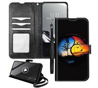 YICKLMNP Wallet Case for Cricket Outlast 5G 2024//AT&T Motivate pro 5G - RFID Blocking,Shockproof,Card Slots,Wrist Strap,PU Leather Cover with Magnetic Closure & Multi-Angle Stand,Day and Night