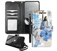 YICKLMNP Wallet Case for Moto Edge 2024 - RFID Blocking,Shockproof,Card Slots,Wrist Strap,PU Leather Cover with Magnetic Closure & Multi-Angle Stand,Christian Quotes 02