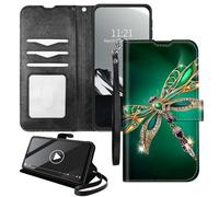 YICKLMNP Wallet Case for Moto G Power 2025 - RFID Blocking,Shockproof,Card Slots,Wrist Strap,PU Leather Cover with Magnetic Closure & Multi-Angle Stand,Dragonfly Gemstone Green