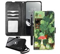 YICKLMNP Wallet Case for Moto G Power 2025 - RFID Blocking,Shockproof,Card Slots,Wrist Strap,PU Leather Cover with Magnetic Closure & Multi-Angle Stand,Green Plant Cute Frog