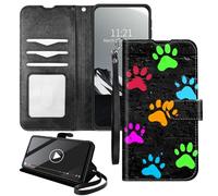 YICKLMNP Wallet Case for Moto G85/S50 Neo - RFID Blocking,Shockproof,Card Slots,Wrist Strap,PU Leather Cover with Magnetic Closure & Multi-Angle Stand,Colorful Dog Paws-2