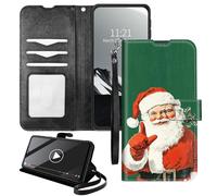 YICKLMNP Wallet Case for Moto G85/S50 Neo - RFID Blocking,Shockproof,Card Slots,Wrist Strap,PU Leather Cover with Magnetic Closure & Multi-Angle Stand,Santa Christmas