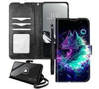 YICKLMNP Wallet Case for Moto G85/S50 Neo - RFID Blocking,Shockproof,Card Slots,Wrist Strap,PU Leather Cover with Magnetic Closure & Multi-Angle Stand,Cool Wolf