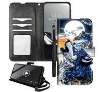 YICKLMNP Wallet Case for Moto G85/S50 Neo - RFID Blocking,Shockproof,Card Slots,Wrist Strap,PU Leather Cover with Magnetic Closure & Multi-Angle Stand,Howling Wolf Moon
