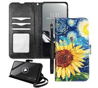 YICKLMNP Wallet Case for Moto G85/S50 Neo - RFID Blocking,Shockproof,Card Slots,Wrist Strap,PU Leather Cover with Magnetic Closure & Multi-Angle Stand,Sunflower Starry Sky