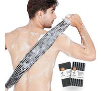 Yiclick Exfoliating Body Scrubber, Back Scrubber for Shower Bath, Japanese Scrub Wash Cloth, Exfoliating Washcloth Towel for Men Women, Body Exfoliator Loofah Luffa Sponge Net Rag Back Washer (Black)