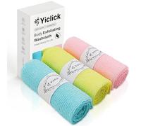 Yiclick Exfoliating Washcloth Towel [3 Pack], Japanese Exfoliating Bath Wash Cloth for Body Exfoliation, Korean Back Scrubber Washer for Shower, African Net Sponge Brush Loofah Exfoliator (Colors)