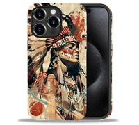 yicomon Compatible with iPhone 15 Pro Max Case, Native American Woman Tribal Pattern Print Matte Phone Case Durable Fashion Funny Liquid Silicone Case Soft Anti-Scratch Shockproof Protective Cover