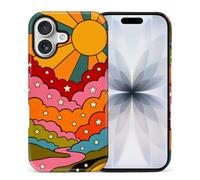 yicomon Compatible with iPhone 17 Case, 70s Sunrise Retro Orange Clouds Pattern Print Matte Phone Case Durable Fashion Funny Liquid Silicone Case Soft Anti-Scratch Shockproof Protective Cover