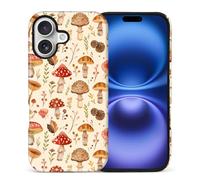 yicomon Compatible with iPhone 17 Case, Retro Mushroom Plant Pattern Print Matte Phone Case Durable Fashion Funny Liquid Silicone Case Soft Anti-Scratch Shockproof Protective Cover