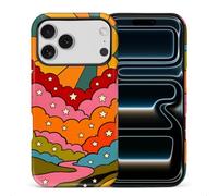 yicomon Compatible with iPhone 17 Pro Case, 70s Sunrise Retro Orange Clouds Pattern Print Matte Phone Case Durable Fashion Funny Liquid Silicone Case Soft Anti-Scratch Shockproof Protective Cover