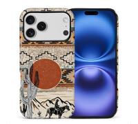 yicomon Compatible with iPhone 17 Pro Case, Desert Cowboy Sun Nation Pattern Print Matte Phone Case Durable Fashion Funny Liquid Silicone Case Soft Anti-Scratch Shockproof Protective Cover