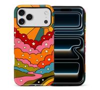 yicomon Compatible with iPhone 17 Pro Max Case, 70s Sunrise Retro Orange Clouds Pattern Print Matte Phone Case Durable Fashion Funny Liquid Silicone Case Soft Anti-Scratch Shockproof Protective Cover