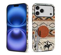 yicomon Compatible with iPhone 17 ProMax Case, Desert Cowboy Sun Nation Pattern Print Matte Phone Case Durable Fashion Funny Liquid Silicone Case Soft Anti-Scratch Shockproof Protective Cover